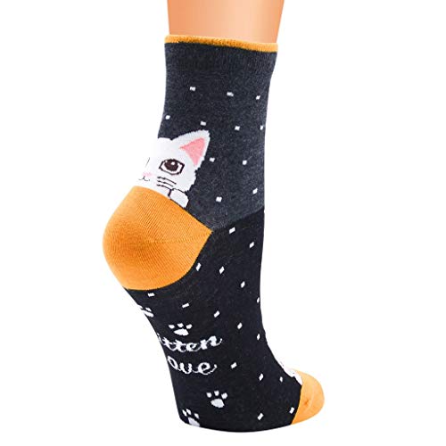 Kuschelsocken für Damen Flauschige Wintersocken Mittlere Katze Strümpfe Damenmode Baumwollschlauch Dame Socken Streifensocken Wintersocken von Dasongff