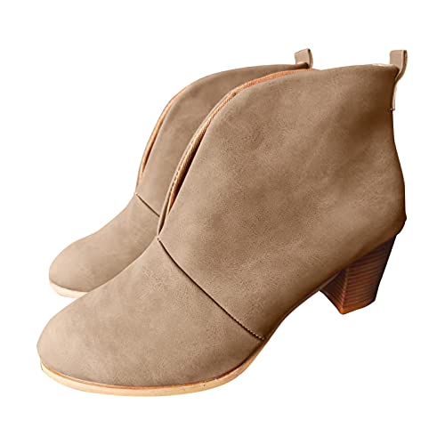 Stiefel Damen Stiefelette Schlupfstiefel Winterstiefel Winterschuhe Arbeitsstiefel High Heels Draussen Boots Frau Schuhe Mit Niedrigem Absatz Mode Kurze Stiefeletten Lederschuhe Einzelschuhe Stiefel von Dasongff