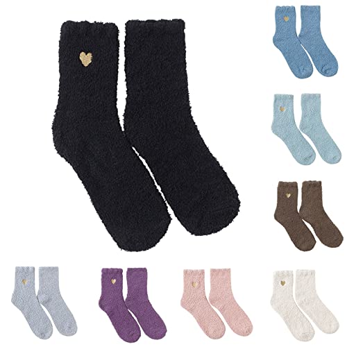 Weihnachtssocken Damen Kuschelsocken Flauschige Socken Frauen lässige Socken Herz niedlich Druck Baumwollmuster Damensocken bequem weiche warm Wintersocken Motivsocken von Dasongff