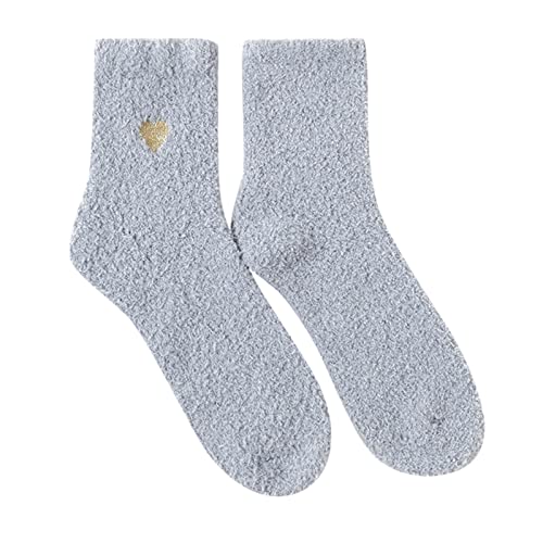 Weihnachtssocken Damen Kuschelsocken Flauschige Socken Frauen lässige Socken Herz niedlich Druck Baumwollmuster Damensocken bequem weiche warm Wintersocken Motivsocken von Dasongff