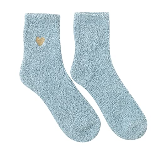 Weihnachtssocken Damen Kuschelsocken Flauschige Socken Frauen lässige Socken Herz niedlich Druck Baumwollmuster Damensocken bequem weiche warm Wintersocken Motivsocken von Dasongff