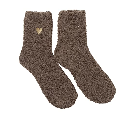 Weihnachtssocken Damen Kuschelsocken Flauschige Socken Frauen lässige Socken Herz niedlich Druck Baumwollmuster Damensocken bequem weiche warm Wintersocken Motivsocken von Dasongff