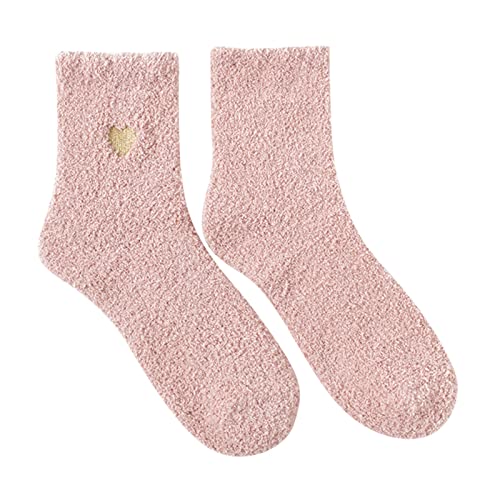 Weihnachtssocken Damen Kuschelsocken Flauschige Socken Frauen lässige Socken Herz niedlich Druck Baumwollmuster Damensocken bequem weiche warm Wintersocken Motivsocken von Dasongff