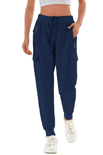 Daspkuwy Arbeitshose Damen Quick Dry Mit Seitentaschen - Bequeme Hose für Flugzeug, Reisen, Outdry, Jagd, Wandern Zip Off (Marineblau, L) von Daspkuwy