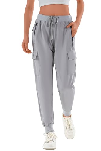 Daspkuwy Leichte Sommerhose Damen Locker Gemütliche Outdoor Hose Damen Schicke Radhose Fahrradhose Wanderhose Damen Große Größen (Hellgrau,XXL) von Daspkuwy