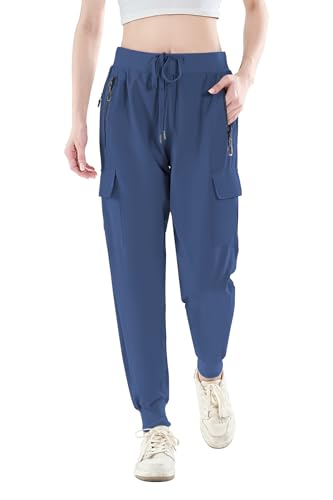 Daspkuwy Outdoor Hosen für Damen Freizeithosen Jogginghose Damen Kurzgröße Casual Tourenhose Wanderhose Damen Zip Off Sommer (Marineblau,XXL) von Daspkuwy