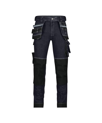 DASSY® Melbourne Stretch-Arbeitsjeans mit Holstertaschen und Kniepolstertaschen - Größe 52 - JEANSBLAU/SCHWARZ von Dassy