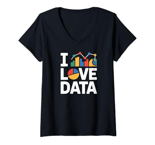 Damen Ich Liebe Datendiagramme, Graphen, Enthusiast T-Shirt mit V-Ausschnitt Damen Ich Liebe Datendiagramme, Graphen, Enthusiast T-Shirt mit V-Ausschnitt von Data Analytics Enthusiast Insights