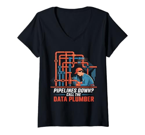 Damen Data Plumber Data Engineer Data Analyst Science Engineering T-Shirt mit V-Ausschnitt von Data Engineer Computer Scientist Data Analyst
