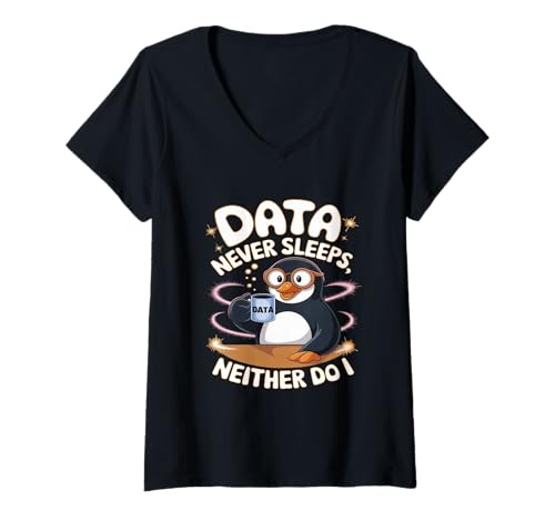 Damen Data Sleeps Data Engineer Data Analyst Engineering T-Shirt mit V-Ausschnitt von Data Engineer Computer Scientist Data Analyst