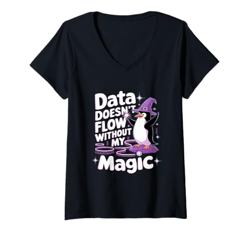 Damen Daten Flogen Sie Nicht Dateningenieurdatenanalysten T-Shirt mit V-Ausschnitt von Data Engineer Computer Scientist Data Analyst