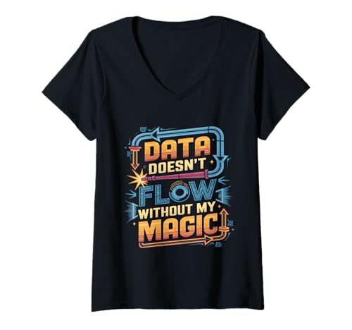 Damen Datenfließt Nicht Dateningenieur Datenanalyst Engineering T-Shirt mit V-Ausschnitt von Data Engineer Computer Scientist Data Analyst