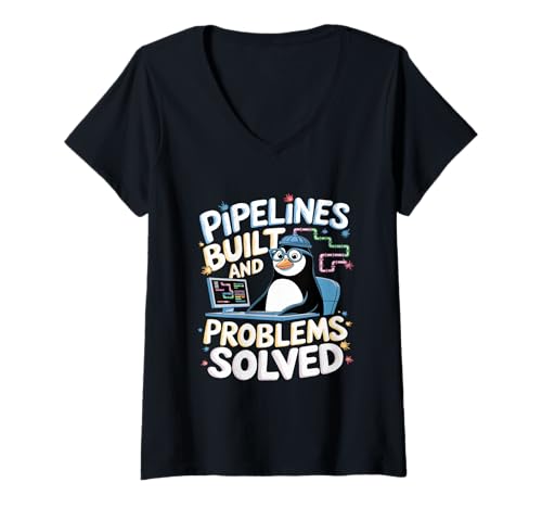 Damen Pipelines Erstellte Data Engineer Data Analyst Engineering T-Shirt mit V-Ausschnitt von Data Engineer Computer Scientist Data Analyst