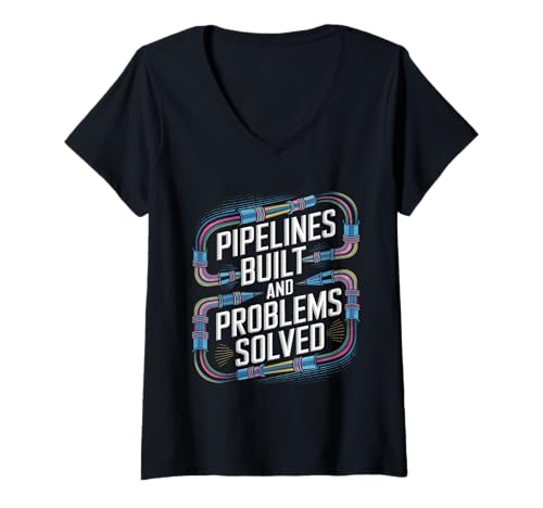 Damen Pipelines Erstellte Data Engineer Data Analyst Engineering T-Shirt mit V-Ausschnitt von Data Engineer Computer Scientist Data Analyst