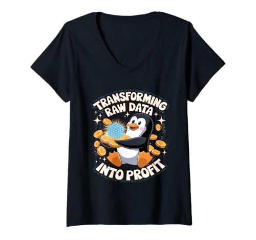 Damen Transformation Von Rohdateningenieur Data Analyst T-Shirt mit V-Ausschnitt von Data Engineer Computer Scientist Data Analyst