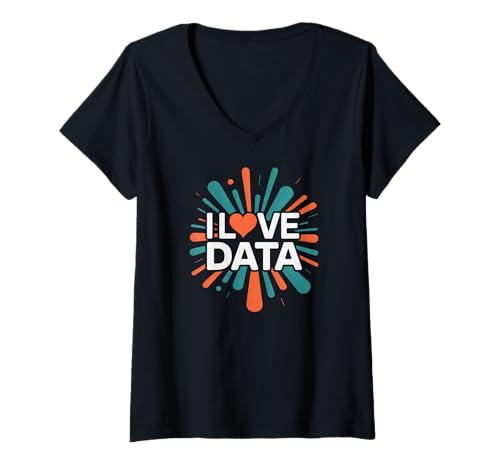 Damen Ich Liebe Data Heart Analytics Enthusiast T-Shirt mit V-Ausschnitt Damen Ich Liebe Data Heart Analytics Enthusiast T-Shirt mit V-Ausschnitt von Data Enthusiast Love Analytics Passion