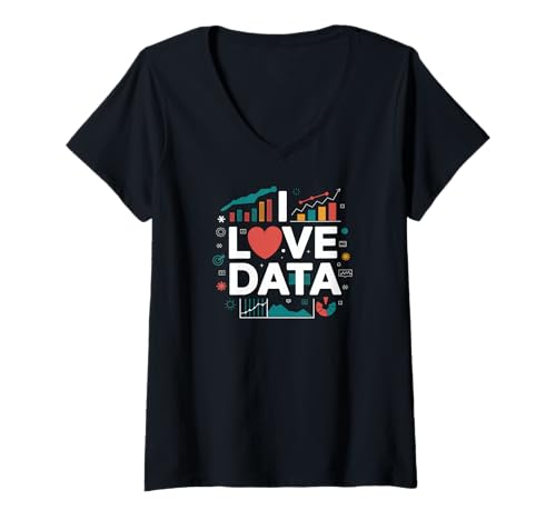 Damen Ich liebe Data Analytics Visual Enthusiast T-Shirt mit V-Ausschnitt Damen Ich liebe Data Analytics Visual Enthusiast T-Shirt mit V-Ausschnitt von Data Enthusiasts Analytics Insights