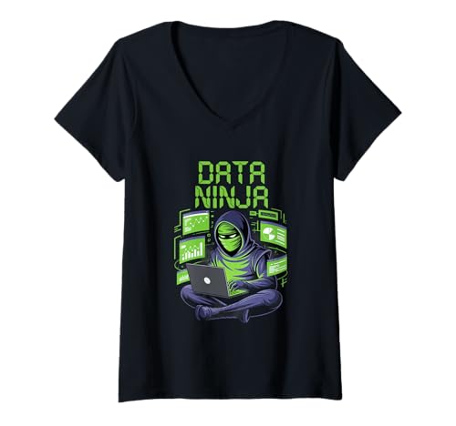 Damen Data Ninja Datenwissenschaftler T-Shirt mit V-Ausschnitt Damen Data Ninja Datenwissenschaftler T-Shirt mit V-Ausschnitt von Data Scientist Data Science Career