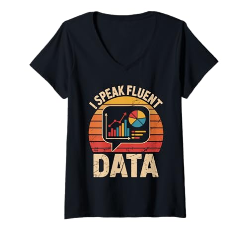 Damen Ich spreche fließend Daten Retro Informatik Data Scientist T-Shirt mit V-Ausschnitt Damen Ich spreche fließend Daten Retro Informatik Data Scientist T-Shirt mit V-Ausschnitt von Data Statistics Data Analyst Data Scientist