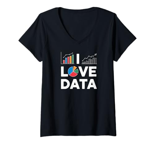 Damen Ich liebe Datendiagramme, Graphen, Enthusiast T-Shirt mit V-Ausschnitt Damen Ich liebe Datendiagramme, Graphen, Enthusiast T-Shirt mit V-Ausschnitt von Data Visualization Analytics Graph Insights