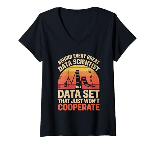 Damen Hinter jedem großartigen Datenwissenschaftler steckt ein Retro-Datenwissenschaftler T-Shirt mit V-Ausschnitt Damen Hinter jedem großartigen Datenwissenschaftler steckt ein Retro-Datenwissenschaftler T-Shirt mit V-Ausschnitt von Data visualization Data Science Computer Science