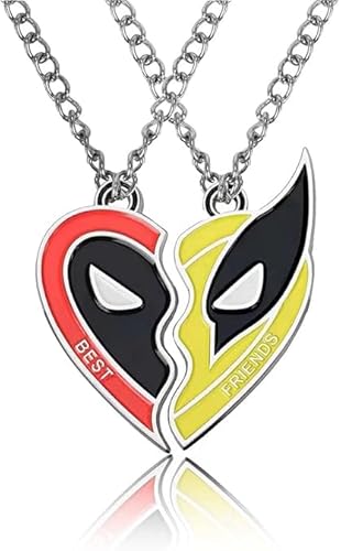 Dattecat Anhänger-Set für Freunde im Deadpool und Wolverine-Design, für beste Freunde, Haltskette mit jeweils einem halben roten und gelben Anhänger 2 Stück von Dattecat