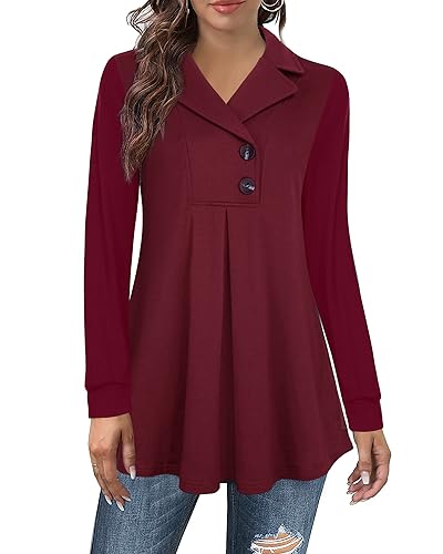 Damen Tunika Elegant Festlich Winter Pulloverkleid Lang Pulli Strick Locker Fallend Hübsche Oberteile Langarm Falten Warm Strickpulli Rot von Datuhao