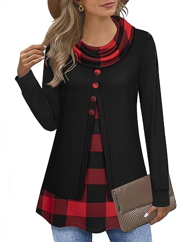 Datuhao Damen Tunika Winter Langarm Elegant, Schalkragen Pullover Schick Locker Stretch Sweater Taillierte Longform Lang Sweatkleider Longpulli von Datuhao