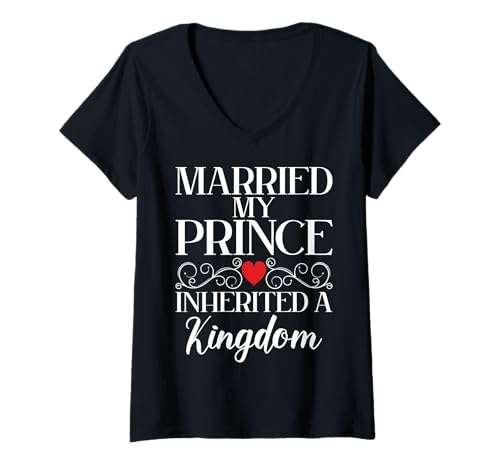 Damen Married My Prince erbt eine Königreichstochter in Law T-Shirt mit V-Ausschnitt von Daughter in Law Gifts