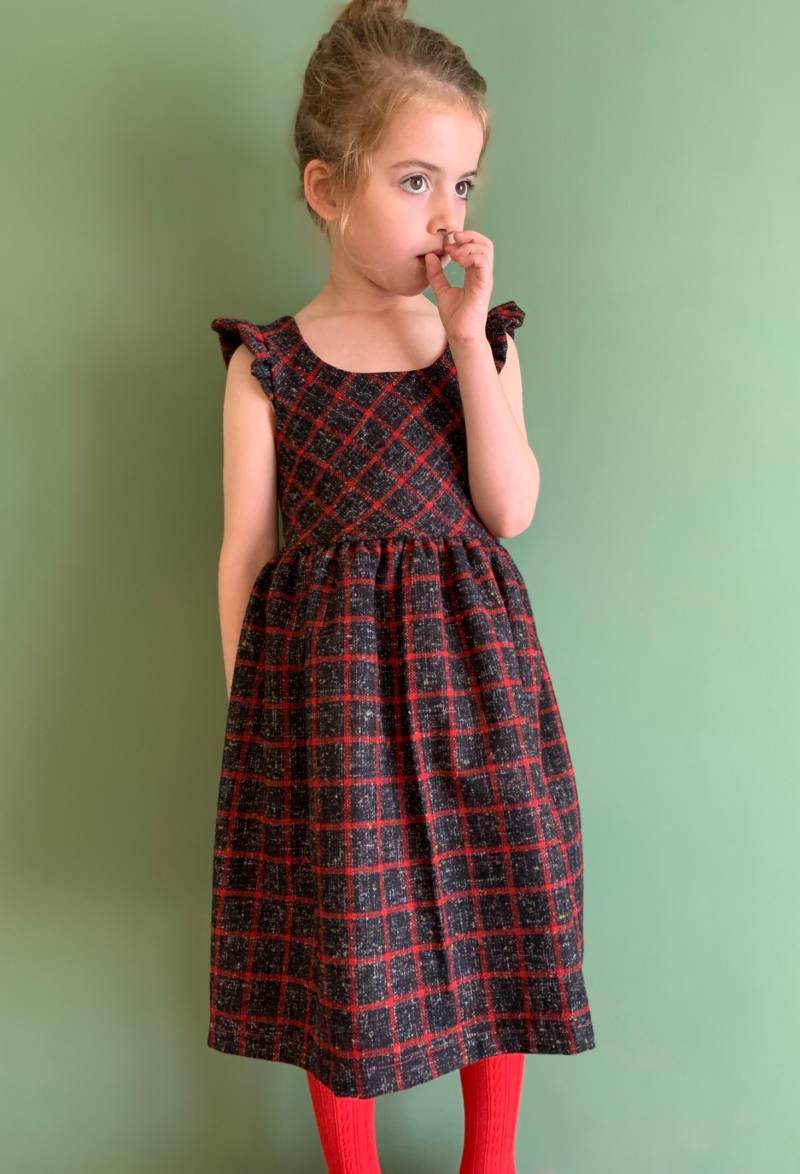 Handgemachtes Mädchen Trägerkleid/Winterkleid Partykleid Schönes Mädchenkleid Rotes von DaughterMay