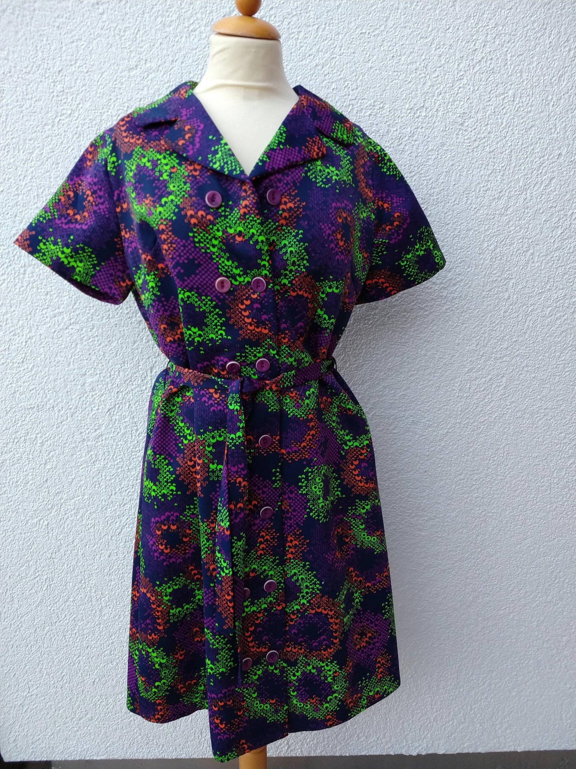 Unique Psychodelic Vintage Dress Handmade in The 70S von DaughterOfThe60s