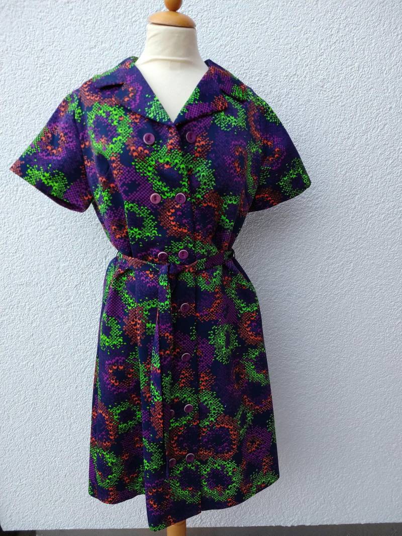 Unique Psychodelic Vintage Dress Handmade in The 70S Unique Psychodelic Vintage Dress Handmade in The 70S von DaughterOfThe60s