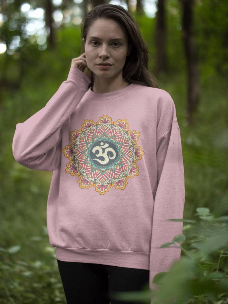 Om-Mandala-Heilige Geometrie-Sweatshirt-Yoga-Kunst Meditation Achtsamkeit Geschenk Boho Ästhetik Kleidung Unisex Schwere Mischung Übergroße Pullover von DavatkaFashion