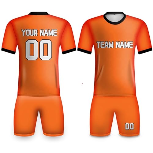 Fußballtrikot Niederlande Orange Trikot für Herren/Damen/Kinder Jungen Custom Team Name Nummer Logo Trainingsanzug für Fans, Orange-1, S von Davcielaora