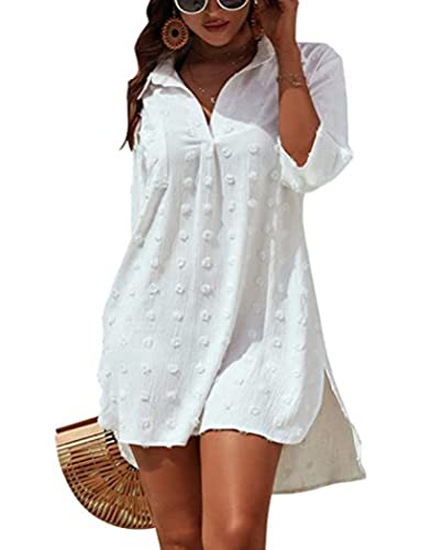 Damen Badeanzug Cover-Ups Pareos Strandkleider Sommer Strandkleid Strandponcho Vertuschen Shirt Chiffon Bikini Strandurlaub Strand Cover Up Kleid Shirt Lose Beachwear von Davicher