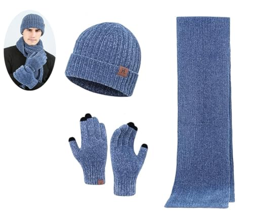 Damen Herren Wintermütze Thermo Chenille Beanie Mütze Lange Schal Touchscreen Handschuhe Damen Wärmer Lange Strickmütze Winterschal Winterhandschuhe Weihnachts geschenk von Davicher