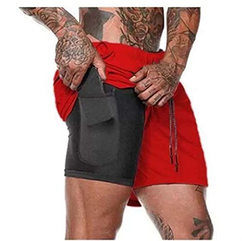 Davicher 2 in 1 Herren-Sportshorts Trainingsanzug mit Integrierter Tasche Sporthose Schnell Trocknender Fitness Laufshorts Doppellagige Shorts Sport Kurze Hosen von Davicher