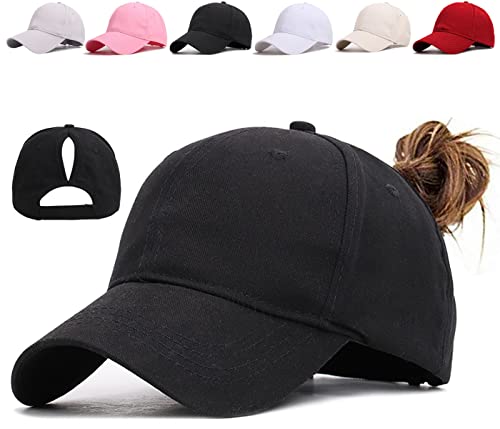 Davicher Baseball Cap Damen Pferdeschwanz Kappe Baseball Cap Sonnenschutz Baseballkappe Einstellbare Hohe Unordentliche Bun Ponycap Mit Zöpfen Loch Loop Unisex Herren Sommercap Sport Mütze von Davicher