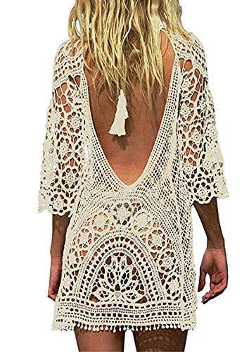 Davicher Damen Badeanzug Abdeckung Bikini Kostüme Häkeln Kabel Abdeckung Strand Dig Out Strandkleid Bademode Pareos & Strandkleider Sommer Kleid Strandkleid von Davicher