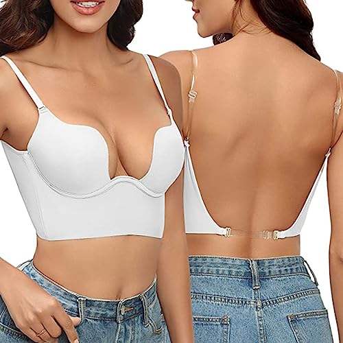 Rückenfreier BH Damen Push Up U-förmig Plunge BH Multiway Convertible Unterwäsche Bra Abnehmbar Unsichtbarer BH Für Rückenfreie Kleid von Davicher