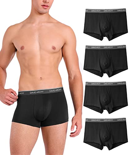 DAVID ARCHY 4er Pack Herren Boxershorts Bambus Retroshorts Boxer Unterwäsche,Atmungsaktiv, Unterhosen für Herren von DAVID ARCHY