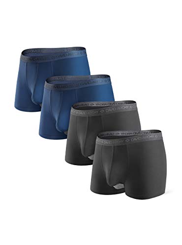 DAVID ARCHY Boxershorts Herren Modal mit Eingriff Separat Beutel Microfaser Unterhosen Funktion Doppeltaschen Unterwäsche 4er Pack,Schwarz*2 + Marineblau*2,S von DAVID ARCHY
