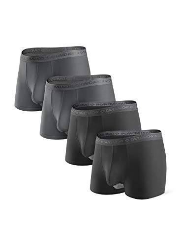 DAVID ARCHY Boxershorts Herren Modal mit Eingriff Separat Beutel Microfaser Unterhosen Funktion Doppeltaschen Unterwäsche 4er Pack,Schwarz*2 +Dunkelgrau*2,XL von DAVID ARCHY