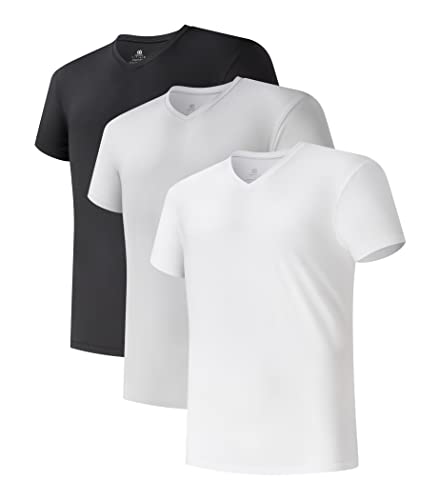 DAVID ARCHY Herren Unterhemden Business aus Micro Modal mit V-Ausschnitt Unterhemd Weich Kurzarm Shirt 3er Pack Weich Angenehm von DAVID ARCHY