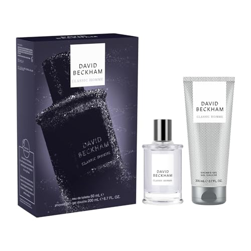 David Beckham Classic Homme Geschenkset mit Eau de Toilette und Duschgel, rauchiger, würziger Duft für Männer, 50 ml und 200 ml von David Beckham
