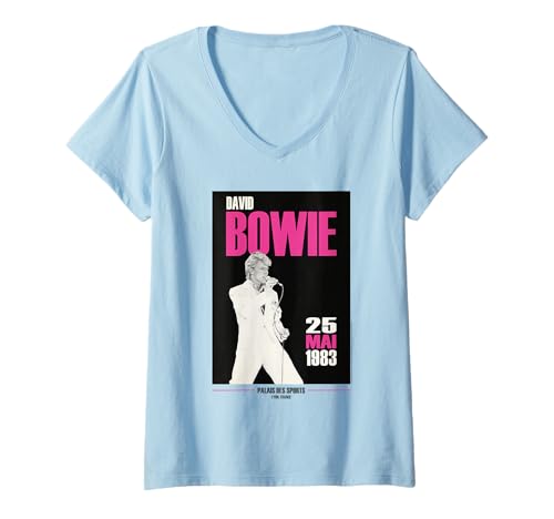 Damen David Bowie Palais des Sports Frankreich 1983 T-Shirt mit V-Ausschnitt von David Bowie
