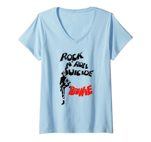 Damen David Bowie Rock'n'Roll Selbstmord T-Shirt mit V-Ausschnitt von David Bowie