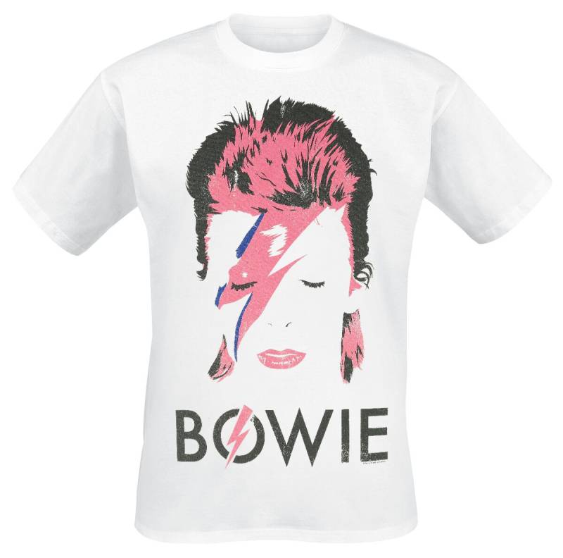 David Bowie T-Shirt - Aladdin Sane Distressed - S bis XXL - für Männer - Größe S - weiß  - Lizenziertes Merchandise! von David Bowie