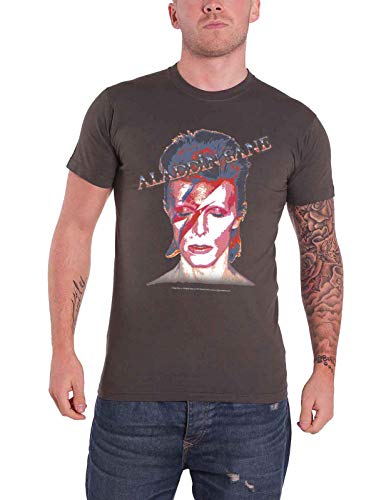 David Bowie T Shirt Aladdin Sane Face Logo offiziell Herren Nue Charcoal Grau L von David Bowie