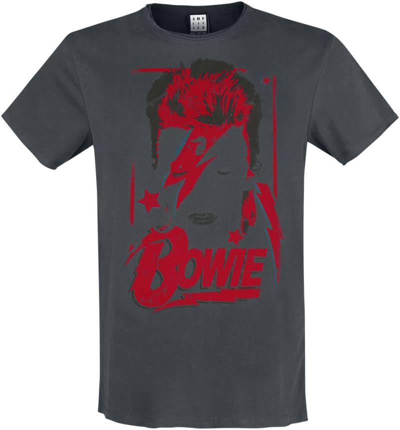 David Bowie T-Shirt - Amplified Collection - Aladdin Sane - S bis 3XL - für Männer - Größe M - charcoal  - Lizenziertes Merchandise! von David Bowie